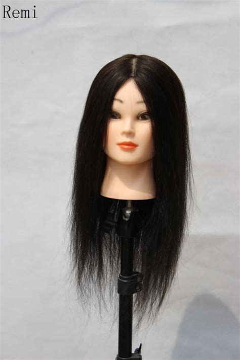 Black 18 Inch Virgin Hair Mannequin Head Can Be Perm Colored With