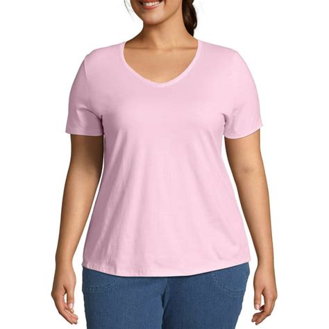 Just My Size Just My Size Womens Plus Size Short Sleeve V Neck Tee