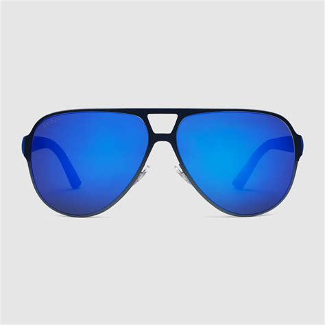 Gucci Light Steel Aviator Sunglasses In Blue For Men Lyst