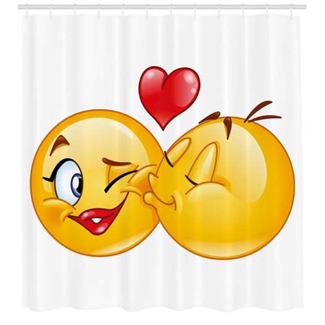 Emoji Shower Curtain Romantic Flirty Loving Smiley Faces