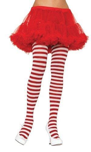 Opaque Striped Tights White Red Holidays Christmas