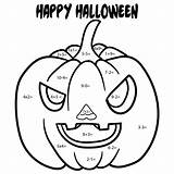 Coloring Halloween Multiplication Math Worksheets Color Printables Number Printablee Via sketch template