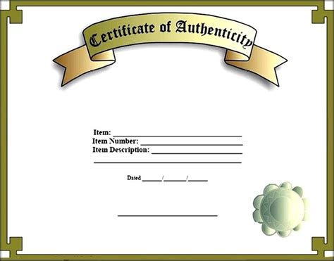 certificate  authenticity template sample templates sample templates