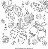 Mittens Snowflakes sketch template