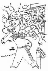 Coloring Barbie Pages Roller Skate Playing Print sketch template