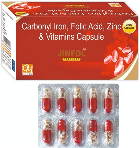 carbonyl iron vitamin  folic acid capsule jinfol packaging type blister packaging size