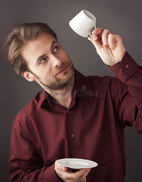 Forty Years Old Business Man Drinking Morning Coffee Stock