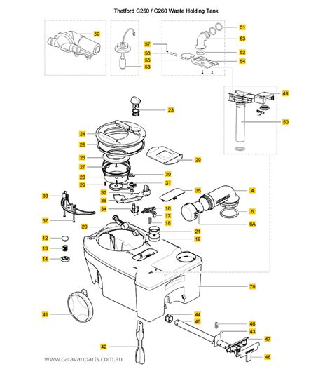 thetford   waste holding tank spare parts diagram caravan parts