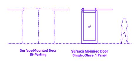 surface mounted door single glass  panel dimensions drawings