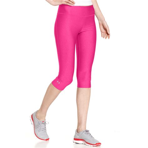 under armour heatgear sonic capri leggings in pink black chaos lyst