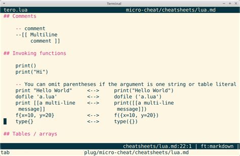 command palette cheatsheet run    micro editor plugins
