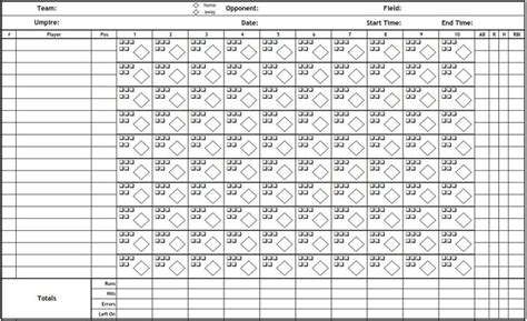 printable  baseball scorecard lineup count sheets printable sports