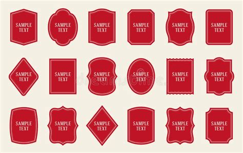 set  red label templates  shapes stock vector illustration  packaging frame