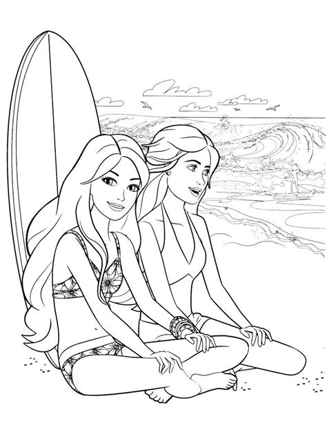 barbie beach coloring pages  getcoloringscom  printable