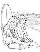Barbie Coloring Pages Beach Getcolorings Surfer Silver Printable Color sketch template