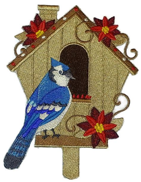 custom  uniqueamazing birdhouseblue jay  birdhouse embroidered iron onsew patch
