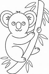 Koala Simple Colorable Colorier Crianças Sweetclipart Wikiclipart sketch template