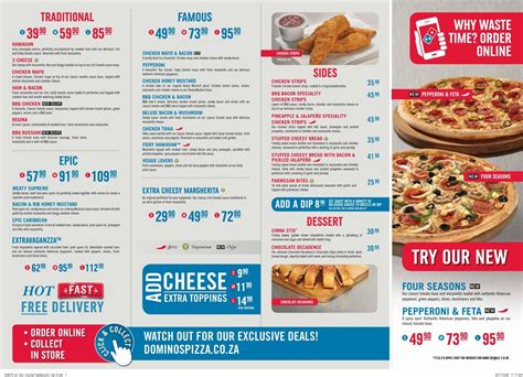 dominos pizza menu prices deals