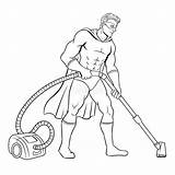 Vacuum Coloring Book Illustration Superhero Cleaner Vector Isolated Imitation Comic Background Style Dreamstime Illustrations Vectors Stock sketch template