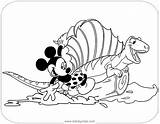 Mickey Coloring Dinosaur Mouse Pages Surfing Disney sketch template