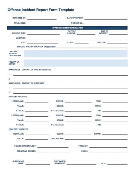 incident report form   printable templates lab
