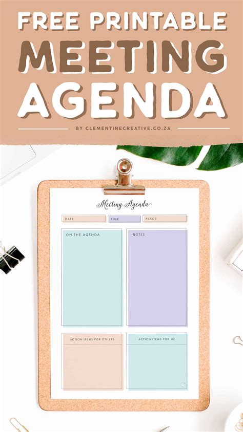 stylish feminine printable meeting agenda template