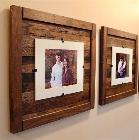 rustic wood picture frame     mat    picture etsy
