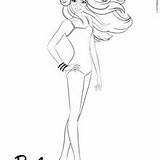 Barbie Coloring Barbies Bathing Suit Swimsuit Pages Hellokids Striped Her sketch template