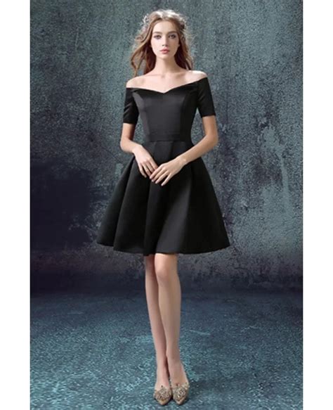 black cocktail prom dress   shoulder sleeves agp gemgracecom