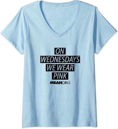 Womens Mean Girls Wednesdays We Wear Pink V Neck T Shirt Uk