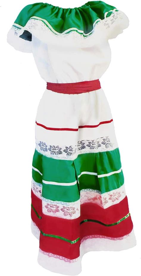 Womens Traditional Cinco De Mayo Fiesta Dress Costume White Amazon Ca