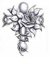 Cross Tattoo Roses Designs Tattoos Drawings Crosses Rose Thorns Flower Drawing Jesus Christ Flowers Heart Coloring Pages Stencil Men Cool sketch template