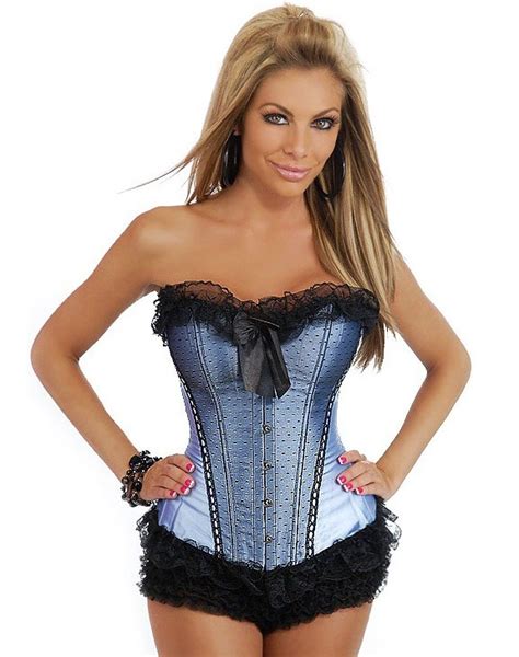 light blue lace up corset wholesale lingerie sexy