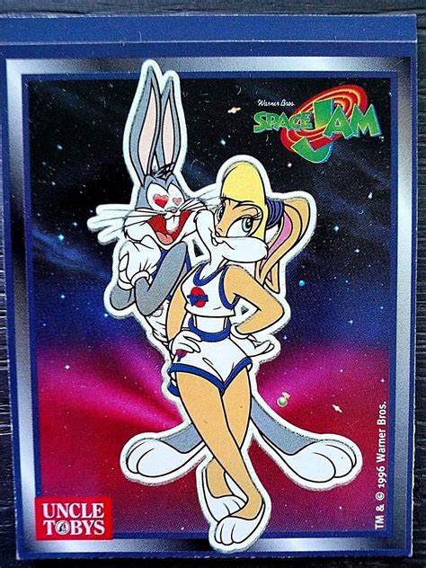 1996 uncle tobys space jam glow in the dark sticker unused bugs and lola bunny antique