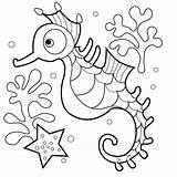 Kleurplaat Kleurplaten Seahorse Coloring Zeepaardjes Tekeningen Books Pages Dieren sketch template