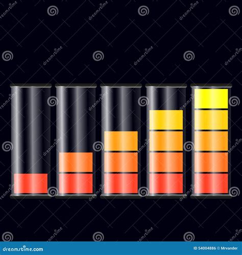 reeks vlakke indicatoren van de batterijlast vector illustratie illustration  volledig