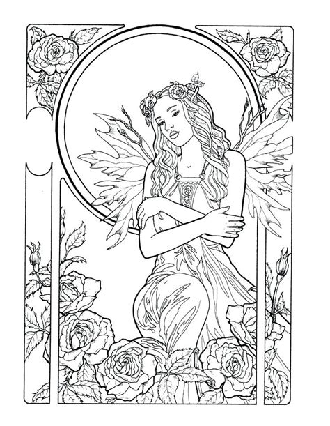 printable coloring pages  adults fairies  printable templates