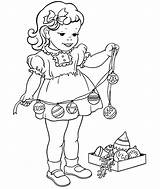 Christmas Coloring Pages Decorations Little Girl Tree Ornaments Printable Decorating Sheets Kids Girls Popular Help Ornament Go Book Printing Animals sketch template