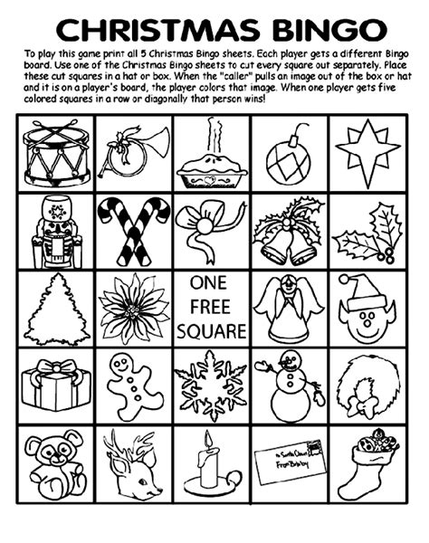 christmas bingo board   printable coloring sheet  kids