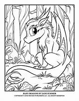 Dragon Coloring Pages Baby Printable Dragons Kids Cute Easy Jade Summer Adult Book Colouring Fairy Animal Jadesummer Color Print Books sketch template