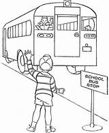 Bus Stop Coloring School Waiting Boy Drawing Kids Pages Color Getcolorings Getdrawings sketch template