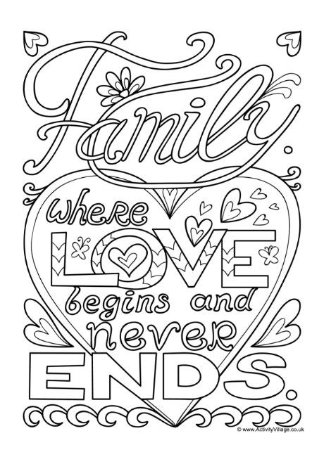 family  love begins colouring page