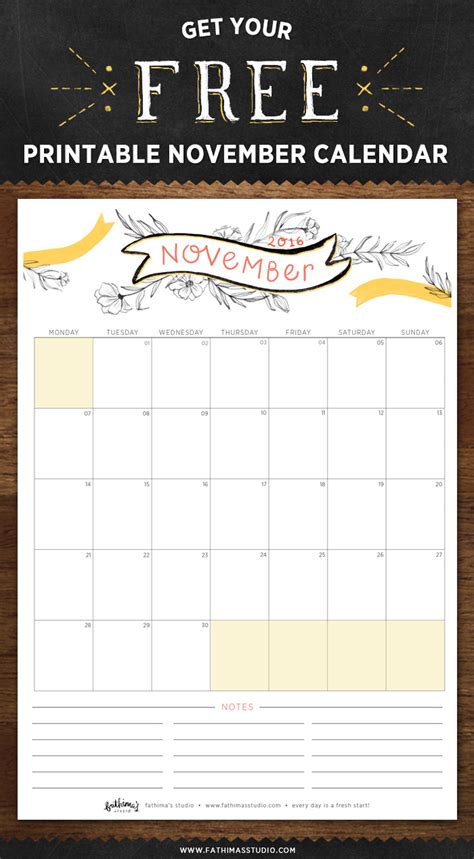 november  printable calendar faithful provisions