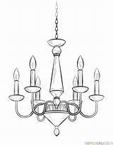 Chandelier Drawing Draw Coloring Candelabra Pages Easy Simple Step Drawings Kids Template Dessin Sketch Cartoon Coloriage Supercoloring Colorier Tutorials Perspective sketch template