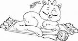Mat Cat Coloring Clipart Sleeping Rug Kitty Cats Female Cliparts Clip Sketch Cute Angle Sweet Color Kids Print Library Button sketch template