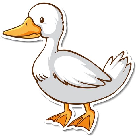 sticker design   white duck isolated  vector art  vecteezy