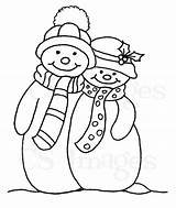 Snowman Coloring Christmas Pages Couple Family Cute Snowmen Drawing Stencil Embroidery Easy Quilt Clipart Stamp Silhouette Drawings Digital Print Patterns sketch template