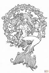 Mermaid Coloring Pages Adult Sea Line Deviantart Printable Detailed Jewel Cordelia Mandala Tattoo Colouring Mermaids Color Sheets Fairy Beautiful Girls sketch template