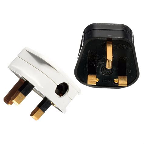 standard uk   amp fused plug top black mains household plugs  pin