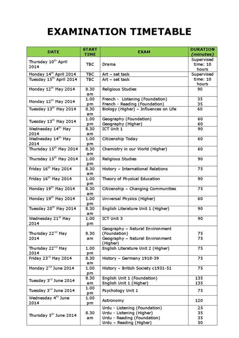 examination timetable   khbs issuu